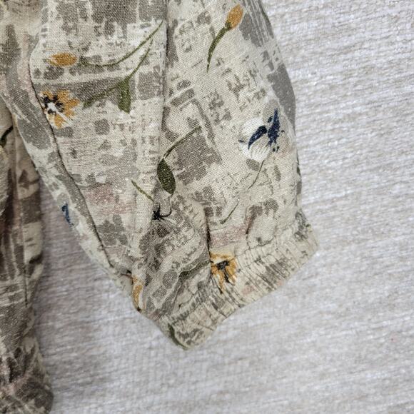 Vtg EVR Silk Bomber Jacket Womens XL Green Floral Tulips Camo Zip Up Streetwear - Picture 9 of 14